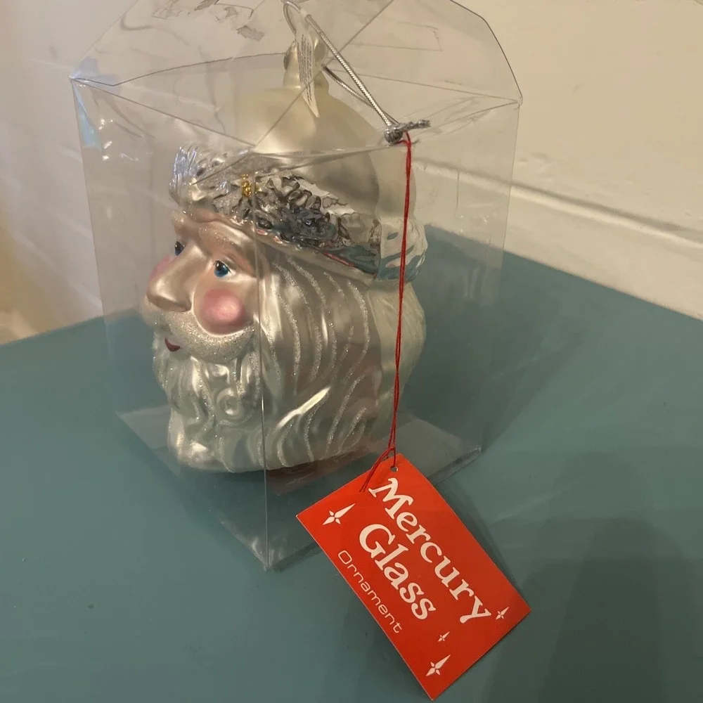 Dept 56 Mercury Glass Oversized Santa‎ Ornament Rare Holiday Christmas